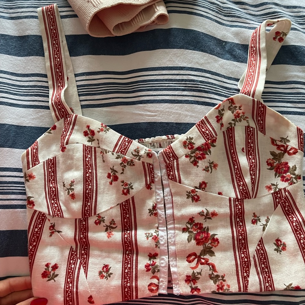 Reformation linen corset top